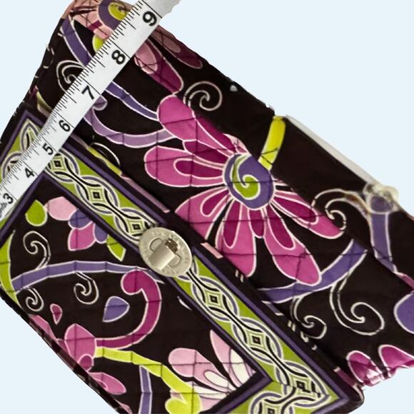 Vera Bradley Retired Floral Turn-Lock Crossbody Organizer Bag – Pink Purple Lime - Picture 8 of 8